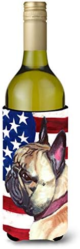 Каролина богатства LH9545LITERK Француски булдог Француски САД Патриотско американско знаме со вино со шише со шише, шишиња со шишиња со шишиња со шишиња со шишиња, што м