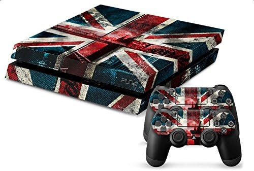 Ретро Британско Знаме Кожи ЗА Налепница PS4 Обвивка Налепница Капак + 2 Контролер Налепница За Кожа