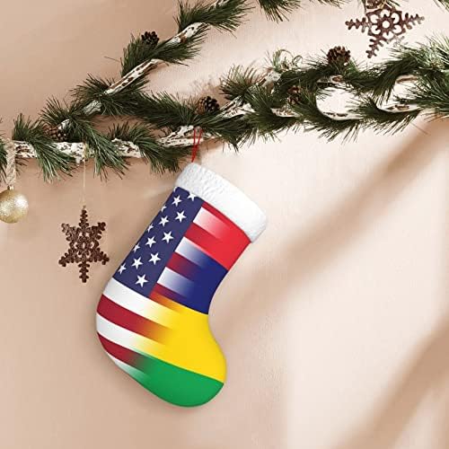 Американско знаме и знамето на Маурициус Божиќни чорапи, подароци за одмор на Божиќни празници за украси за семејни празници