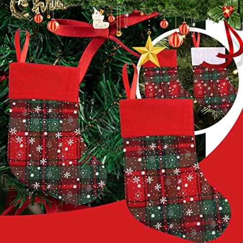 Акрилни снегулки мониста Божиќни чорапки торбички торби бонбони чорапи торби со снегулки со снегулки карирани карани држачи