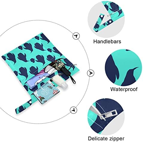 Zzxxb родител дете пингвин водоотпорен влажна торба за еднократно крпа, пелена влажна сува торба со патент џеб за патнички плажа