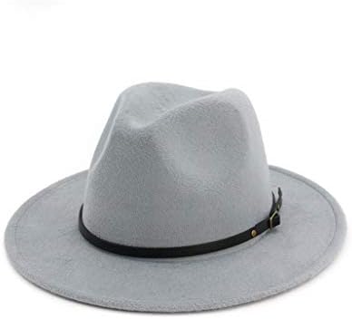 ПАНАМА ШАТ Широк облик на флопи појас Класичен широк широк облик на брада Федора, волна, почувствувана капа Федора капа со тока