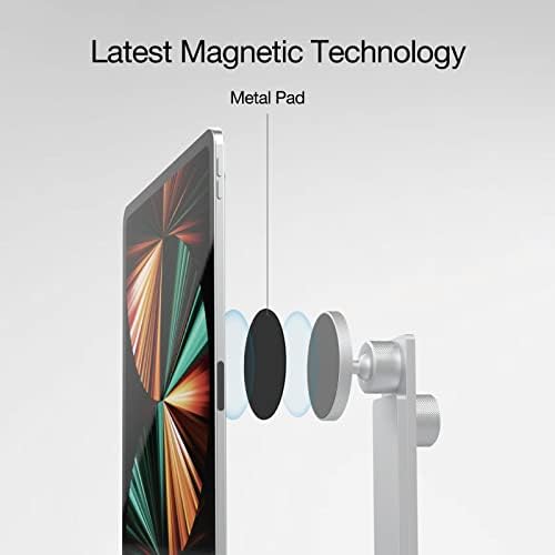 Само мобилен алудиск максимум 360 ° -дирекција магнетна алуминиумска биро за таблети држач за навалување на вртење на вртење на вртење на висина 12 ”за сите iPad и табл?
