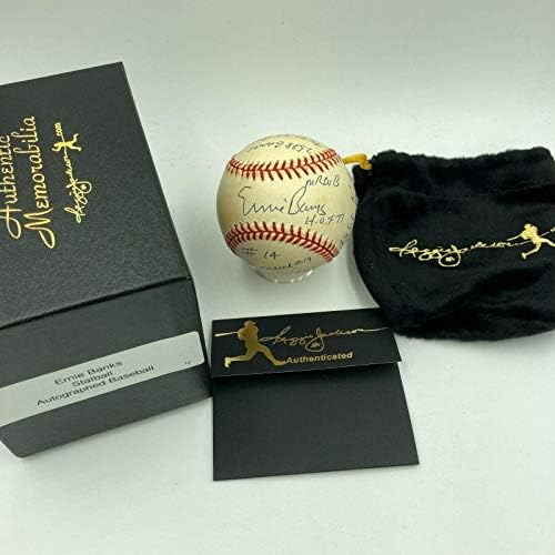 Ерни Банкс потпиша силно испишана кариера статистика Бејзбол Реџи acksексон COA - Автограмирани бејзбол