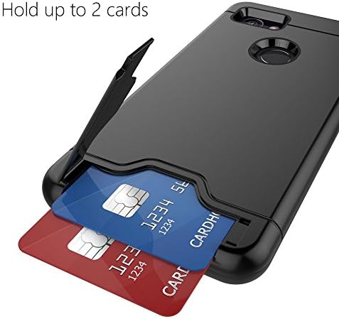 Case Wallet Case за Google Pixel 2 XL, двоен слој кутија со држач за слот за картички и Kickstand за Google Pixel 2 XL - црна