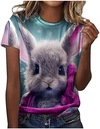 Elенски велигденски зајаче маица смешна симпатична зајак графички графички мета случајно лето Велигденски екипаж на кратки ракави