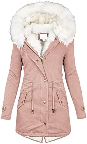 Twgone зимски задебелен палто палто за жени со качулка топла пуферска јакна со фаукс крзно аспиратор за надворешна облека од