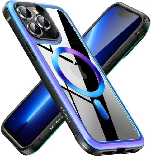 Меифињо Виножито Серија за iPhone 13 Pro Max Случај Магнетни, [Компатибилен Со MagSafe &засилувач; 3x Воена Одделение Капка Заштита] Јасно Назад Алуминиумска Рамка Телефон Случ
