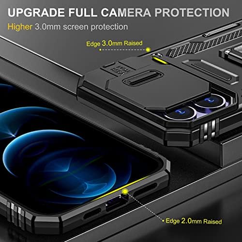 СЕФИНГ за iphone 14 pro max случај Со Капак На Слајд Камера, Заштитна Футрола Со 360°Rotable Kickstand И Магнетна Футрола За Монтирање На Автомобил За Iphone 14 Pro Max 6,7 инчи
