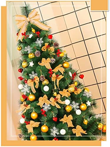Голем вештачки Божиќен бор, новогодишно дрво со метални штандови лесно собрание, со украси, Божиќ декор за дома и канцеларија-Д Н: 210 см