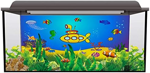 Позадина на риба во позадина на Аквариум Монода, цртан филм подводна светска жолта подморница 24,4 x 60,8in