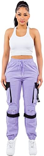 Twiinsisters staightенски моден мода со висока половината удобно мулти џебови алатка за товарни панталони џогер за жени