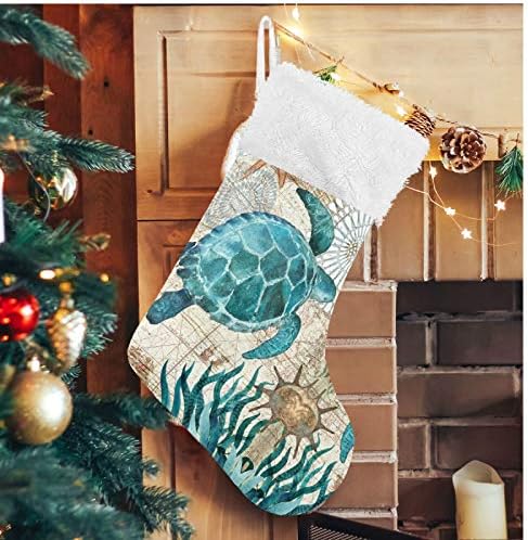 Алаза Божиќни чорапи starвездички starвездички класични персонализирани големи декорации за порибување за семејни сезонски празници Декор 1 пакет, 17,7 ''