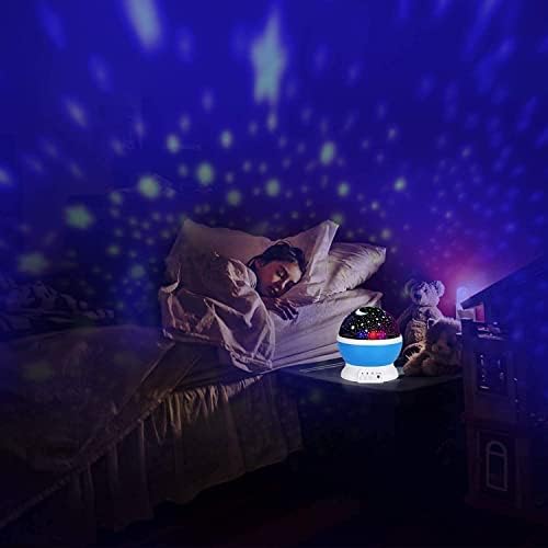 Бебе Ноќ Светла, Месечината Ѕвезда Проектор И Подморска Светилка 360 Степен Ротација - 4 LED Светилки 8 Боја Менување На Светлината,