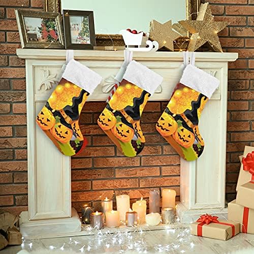 Алаза Божиќни чорапи симпатична тиква за Ноќта на вештерките со вештерки капа Класик Персонализирани големи декорации за порибување