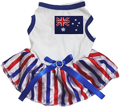 Petitebella кутре облека кучиња фустан Австралија знаме бело врвот RWB ленти Туту