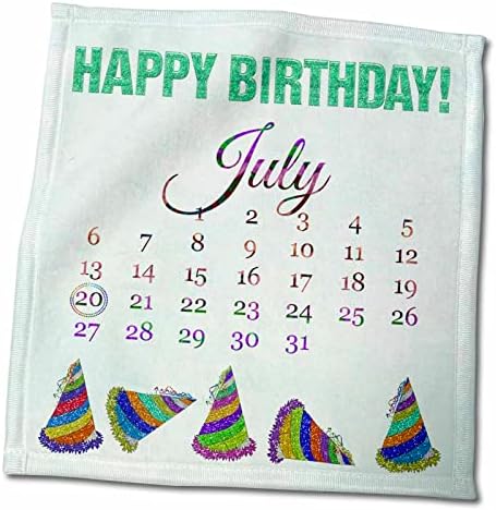 3drose роденден на 20 -ти јули, сјај изгледа среќен роденден и шарени капи - крпи