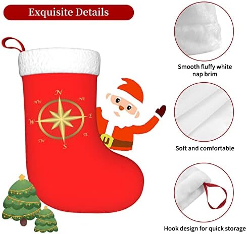 Cutedwarf Златен наутички компас Кристама чорапи Божиќни украси на дрво Божиќни чорапи за Божиќни празнични забави подароци