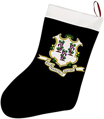 Божиќно знаме на Конектикат Кратко калипас ​​на Божиќни чорапи што висат украс за украсување на камин на новогодишно дрво 26x42cm