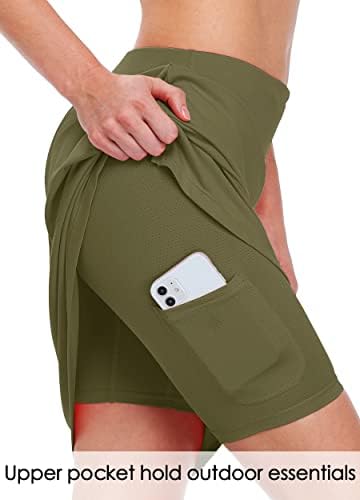 Вилит женски 20 “здолништа со здолништа за голф колено, тениски здолништа Атлетски скромни спортови случајни скици џеб УВ заштита