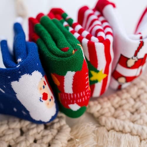 Божиќни чорапи Sptramle, новороденчиња деца за деца екипаж за момчиња, 6 пара бебе Божиќни празници чорапи