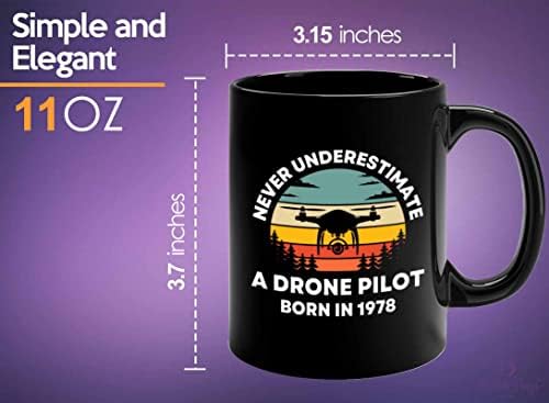 Меурчиња со меурчиња 1978 година роденденско кафе кригла 11oz црна, пилот на дрон Роден во 1978-44-ти роденденски подарок за