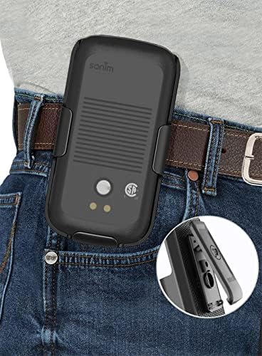 Безжичен Protech Case компатибилен со телефон Sonim XP3 Plus. Безбедна вклопување, лесен футрола со клип за вртење на појасот