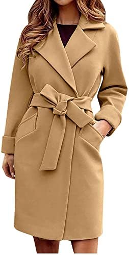 Залепено палто со јака на лаптоп за жени со средна должина со должина со долга јакна, облечена долга јакна надворешна облека