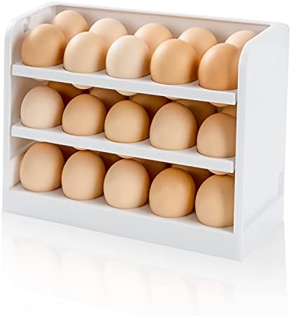 Држач за јајце со јајца за фрижидер, стабилен сад за складирање на јајца за врата од фрижидер, чува 30 јајца заштеда на простор