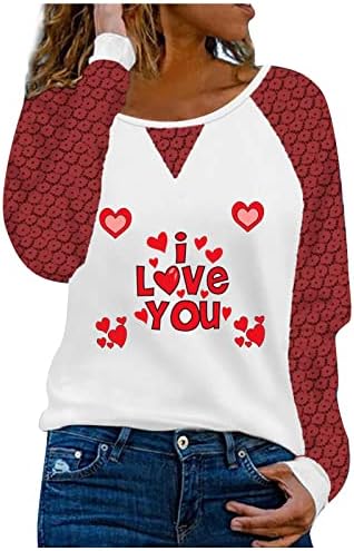 Женски Преголем Џемпер За Спојување Пуловер Те Сакам Дуксери Со Печатени Букви Долги Ракави Модни Блузи
