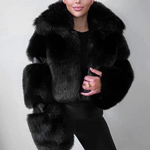 Големина на крзниот ракав топла јакна fauxlong плус faux надворешна облека кратка палто женски палто женски женски страничен