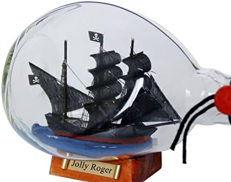 Hampton Наутички капетан Хук, olоли Роџер пиратски брод во стаклено шише 7 - пиратски декор - WO