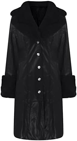 Женски долги палта Зимски копче зимски кожни кожни топли палта паѓаат y2k врвови за надворешна облека од дожд