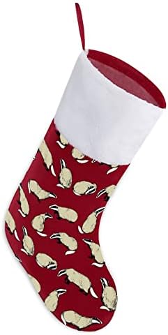 Симпатична јазовец Божиќ што виси порибување симпатична санта чорап за украси за украси на дрво украси подароци