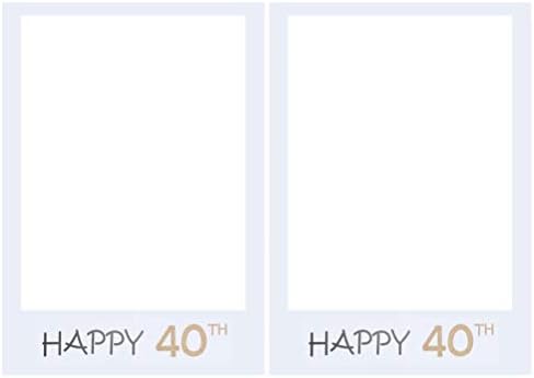 Абоофан хартија Рамки за слика 40 -ти роденден селфи фото штанд рамка за роденденска забава Фото слика штанд рамки за реквизити