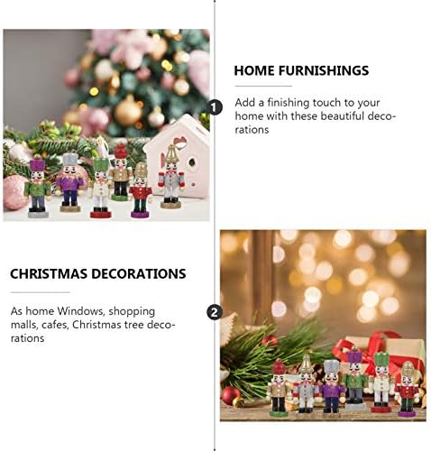 Keseoo 6pcs Божиќна оревчеста дрвена оревчести фигурини фигурини сјајни орнаменти на дрво за Божиќ за Божиќно забави за домашни