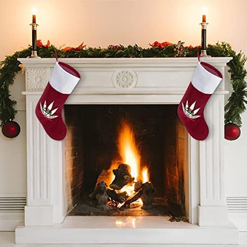 Калифорнија плевел знаме Божиќно висечки порибување симпатична санта чорап за украси за украси на дрво украси подароци