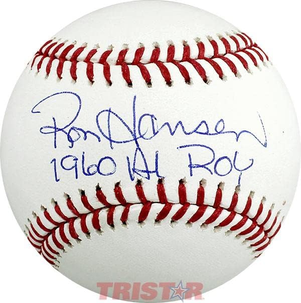 Рон Хансен го автограмираше официјалниот бејзбол на мајор лига испишан во 1960 година Ал Рој - Автограмирани бејзбол
