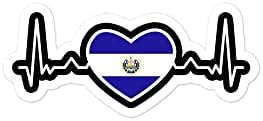 Ел Салвадор знаме налепница на срцето налепница на срцето пулс линија ЕКГ Салвадорн гордост патриотски налепници за patидари