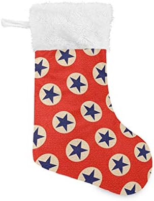 Патриотски starsвезди на Пимилагу Црвени Божиќни чорапи 1 пакет 17,7 , виси чорапи за Божиќна декорација
