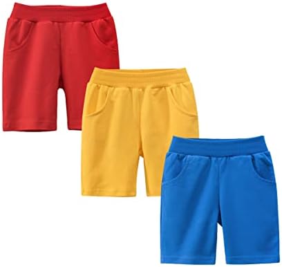 GFQLONG TOMDLER BOYS 2 пакет памучни спортски џогерски шорцеви, деца летни цврсти активни кратки панталони