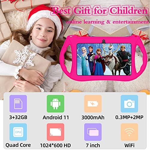 Детска Таблета, 7 инчен Таблет ЗА Деца 3GB RAM МЕМОРИЈА 32GB ROM, Андроид 11.0 Таблет За Мали Деца Со WiFi, Bluetooth, GMS,
