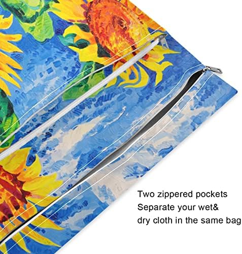 ZZXXB Сонк на сончогледово масло сликарство водоотпорна влажна торба за еднократно крпа, пелена влажна сува торба со патент