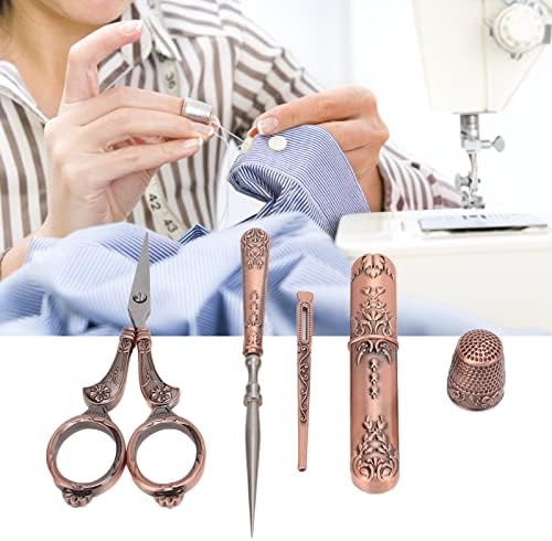 Алатка за шиење Oumefar, ножици за шиење што не се избледени, отпорност на црвена античка за DIY занаети за игли за ножици за