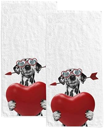 Вантасо бања рачна кујна куче во очила кои држат срцево крпа за лице 2 пакување меко брзо суво супер апсорбирана бања