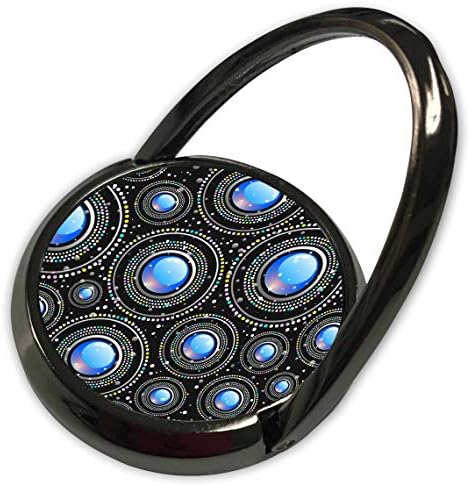 3drose леќи Уметност од Флорен - Геометриски Xtra Bright - Слика на големи црни кругови со сини центри - Телефонски прстен