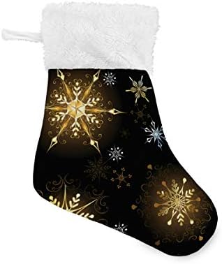 Алаза Божиќни чорапи златни снегулки Класични персонализирани мали декорации за порибување за семејни сезонски празници за забави