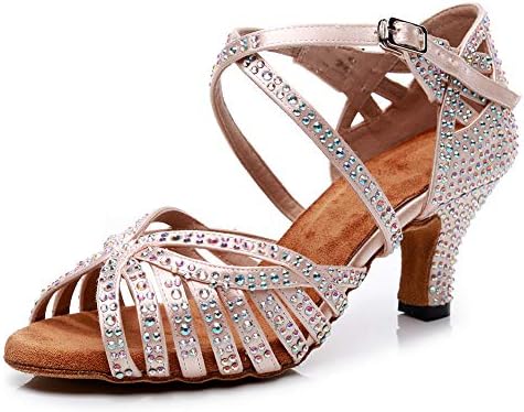 Hipposeus lationsенски Rhinestone латински танцувачки чевли Сјајна салса салса Бахата танцувачки чевли