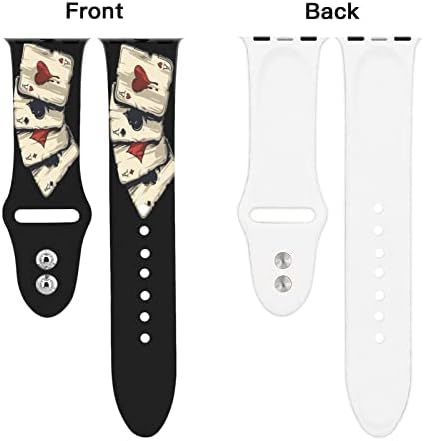 Коцкари картички Poker Pokerface Оригинален печатен облик на Apple Watch - мек и издржлив силиконски Apple Watch Band Easy за