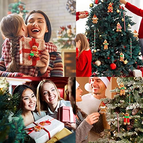 36 парчиња ѓумбир човек Божиќен украс од ѓумбир, виси Божиќни украси што висат украси на новогодишни елки и 12 парчиња Божиќни